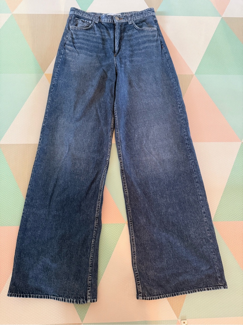 rag & bone Miramar Wide-Leg Jeans in Dark Blue Wash Size 28